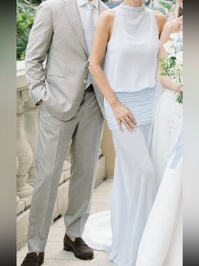 SER.O.YA Light Blue Maxi Dress with Ruched Waist
